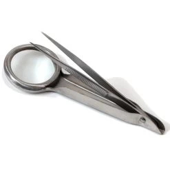 Loupe-tweezers 10cm Stainless Steel (length Tweezers 8cm)