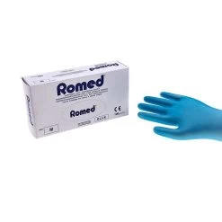 Romed Vinyl Gloves Powdered Blue 100 Pieces